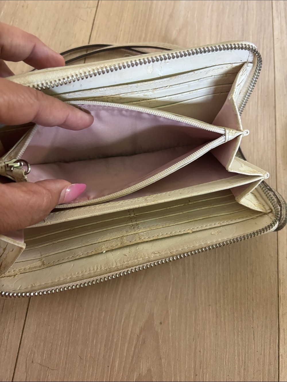 Coach Neutral Beige Signature Canvas Wristlet with Card Holder - Picture 3 of 6